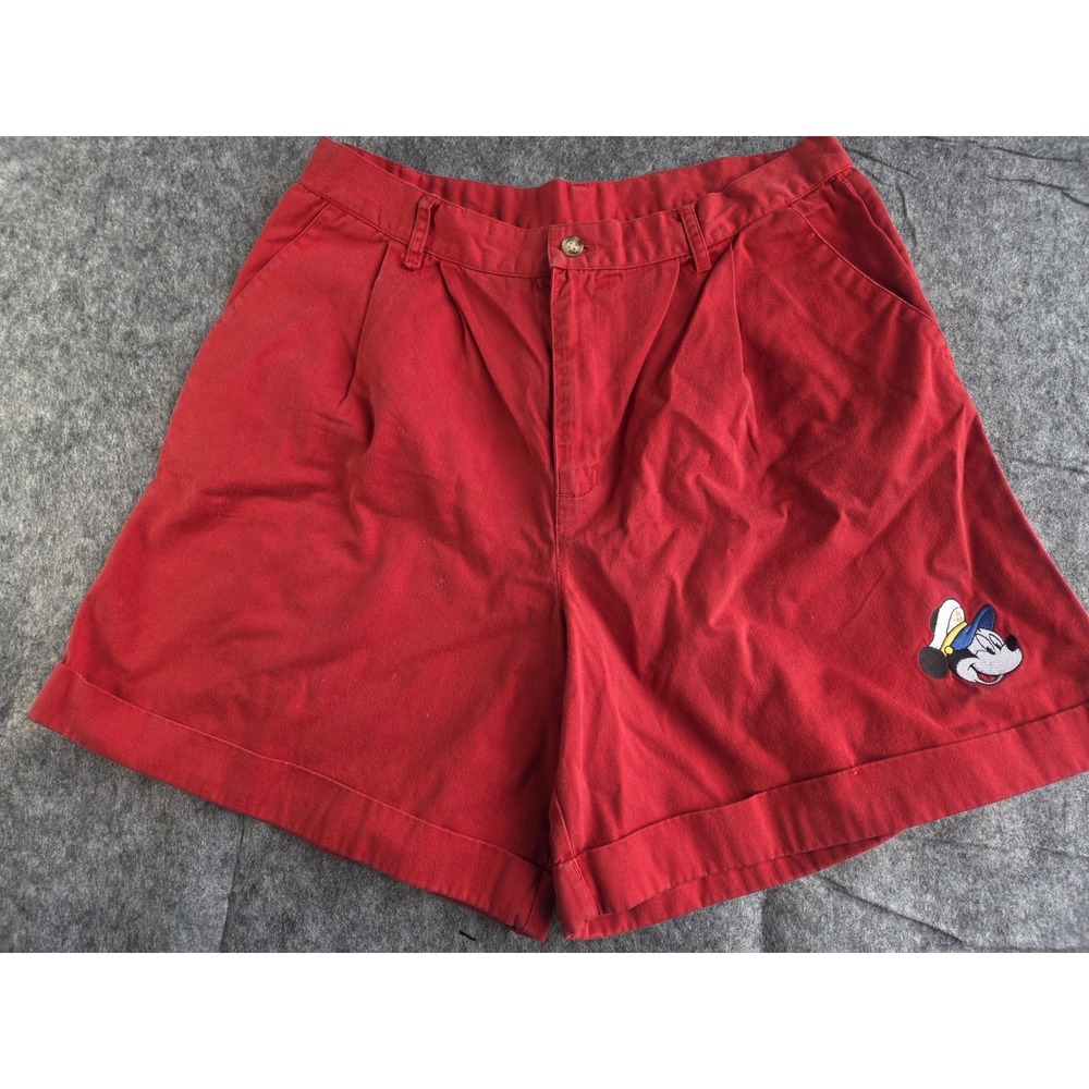 Mickey Mouse Unlimited Vintage Jerry Leigh Red Canvas Shorts Women Size 15